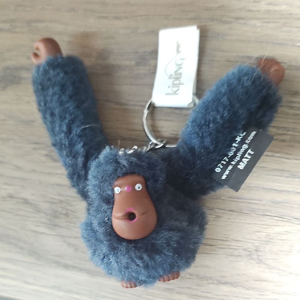 Kipling Dark Dusky Black Plush Monkey Keychain
